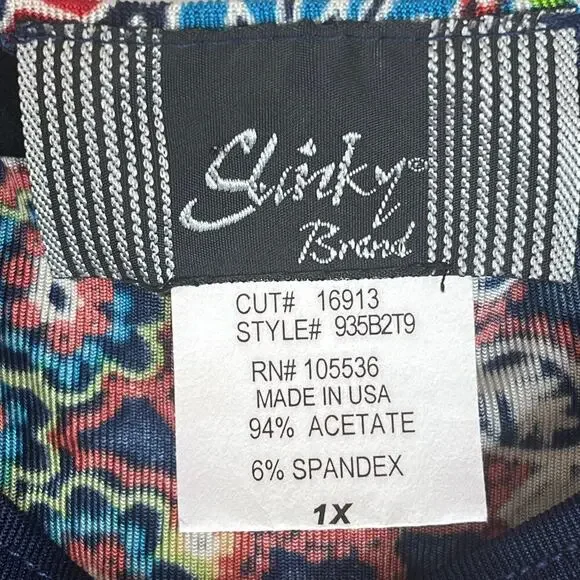 Slinky Brand Women Floral Asymmetric Blouse off the shoulders Crew neck Sz 1X - Picture 3 of 11